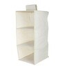 Cream Solid Polypropylene  Foldable Cupboard Hanging Cloth Organiser With 3 Shelves
