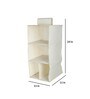 Cream Solid Polypropylene  Foldable Collapsible Cupboard Hanging Cloth Organiser With 4 Shelves