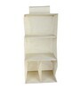 Cream Solid Polypropylene  Foldable Collapsible Cupboard Hanging Cloth Organiser With 4 Shelves