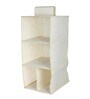 Cream Solid Polypropylene  Foldable Collapsible Cupboard Hanging Cloth Organiser With 4 Shelves