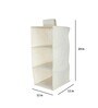 Cream Solid Polypropylene  Foldable Cupboard Hanging Cloth Organiser With 3 Shelves