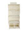 Cream Solid Polypropylene  Foldable Cupboard Hanging Cloth Organiser With 4 Shelves