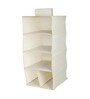 Cream Solid Polypropylene  Foldable Cupboard Hanging Cloth Organiser With 4 Shelves