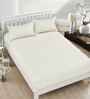 Cream Solid 400 TC Cotton Satin King Bedsheet With 2 Pillow Covers