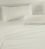 Cream Solid 400 TC Cotton Satin King Bedsheet With 2 Pillow Covers
