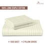 Cream Stripe 300 TC Cotton Super King Sized Bedsheet with 2 Pillow Covers