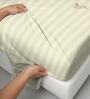 Cream Stripe 300 TC Cotton Super King Sized Bedsheet with 2 Pillow Covers