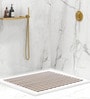 Cream Striped PVC 24x19 Inches Antiskid Shower Bath Mat