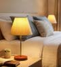 Cream Texture Fabric Shade Table Lamp, Brown Wooden Base Bedside & Desk Light for Bedroom, Living Room & Home Decor