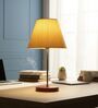 Cream Texture Fabric Shade Table Lamp, Brown Wooden Base Bedside & Desk Light for Bedroom, Living Room & Home Decor
