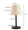 Cream Texture Fabric Shade Table Lamp, Minimalist Bedside Lamp with Metal Base for Bedroom, Living Room & Study