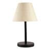 Cream Texture Fabric Shade Table Lamp, Minimalist Bedside Lamp with Metal Base for Bedroom, Living Room & Study