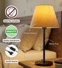 Cream Texture Fabric Shade Table Lamp, Modern Bedside & Desk Lamp with Metal Base for Bedroom, Living Room & Home Decor