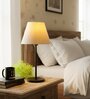 Cream Texture Fabric Shade Table Lamp, Modern Bedside & Desk Lamp with Metal Base for Bedroom, Living Room & Home Decor