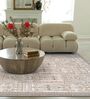 Cream Traditional Polyester 8 ft x 10 ft Machine Made Carpet