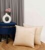 Cream Velevt Solids 24x24 inches  Large Cushion Covers  (2Pcs)