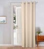 Cream Velevt Solids 8ft Light Filtering Eyelet Long Door Curtain