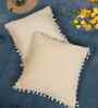 Cream Velvet Abstract 16X16 Inches Cushion Covers (Pack of 2)