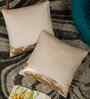 Cream Velvet Abstract 16X16 Inches Cushion Covers (Pack of 2)
