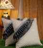 Cream Velvet Abstract 16X16 Inches Cushion Covers (Pack of 2)