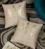 Cream Velvet Abstract 16X16 Inches Cushion Covers (Pack of 2)