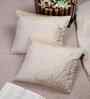 Cream Velvet Abstract 16X16 Inches Cushion Covers (Pack of 2)