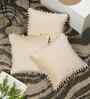 Cream Velvet Abstract 16X16 Inches Cushion Covers (Pack of 3)