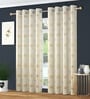 Cream Velvet Abstract 5 Foot Ring Top Window Curtain