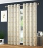 Cream Velvet Abstract 7 Foot Ring Top Door Curtain