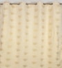 Cream Velvet Coral Branch Print  9 Foot Ring Top Door Curtains Set Of 2