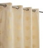 Cream Velvet Coral Branch Print  9 Foot Ring Top Door Curtains Set Of 2