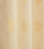 Cream Velvet Coral Branch Print  9 Foot Ring Top Door Curtains Set Of 2