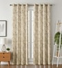 Cream Velvet Feather 5Ft Ring Top Window Curtains Pack of  2