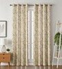 Cream Velvet Feather 7Ft Ring Top Door Curtains Pack of  2