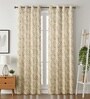 Cream Velvet Feather 7Ft Ring Top Door Curtains Pack of  2