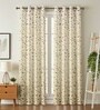 Cream Velvet Feather 9Ft Ring Top Long Door Curtain Pack of 1
