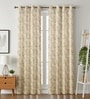 Cream Velvet Feather 9Ft Ring Top Long Door Curtains Pack of  2
