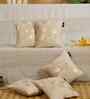 Cream Velvet Floral 12X12 Inches Cushion Covers (Pack of 5)