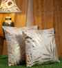 Cream Velvet Floral 16X16 Inches Cushion Covers (Pack of 2)