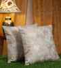 Cream Velvet Floral 16X16 Inches Cushion Covers (Pack of 2)