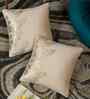 Cream Velvet Floral 16X16 Inches Cushion Covers (Pack of 2)