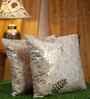 Cream Velvet Floral 16X16 Inches Cushion Covers (Pack of 2)