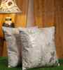 Cream Velvet Floral 16X16 Inches Cushion Covers (Pack of 2)