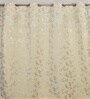 Cream Velvet Floral 5 Foot Ring Top Window Curtain