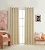 Cream Velvet Floral 5 Foot Ring Top Window Curtain