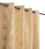 Cream Velvet Floral 9 Foot Ring Top Door Curtain