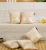 Cream Velvet Geometric 12X12 Inches Cushion Covers (Pack of 5)