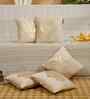 Cream Velvet Geometric 12X12 Inches Cushion Covers (Pack of 5)