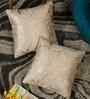 Cream Velvet Geometric 16X16 Inches Cushion Covers (Pack of 2)