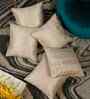 Cream Velvet Geometric 16X16 Inches Cushion Covers (Pack of 5)